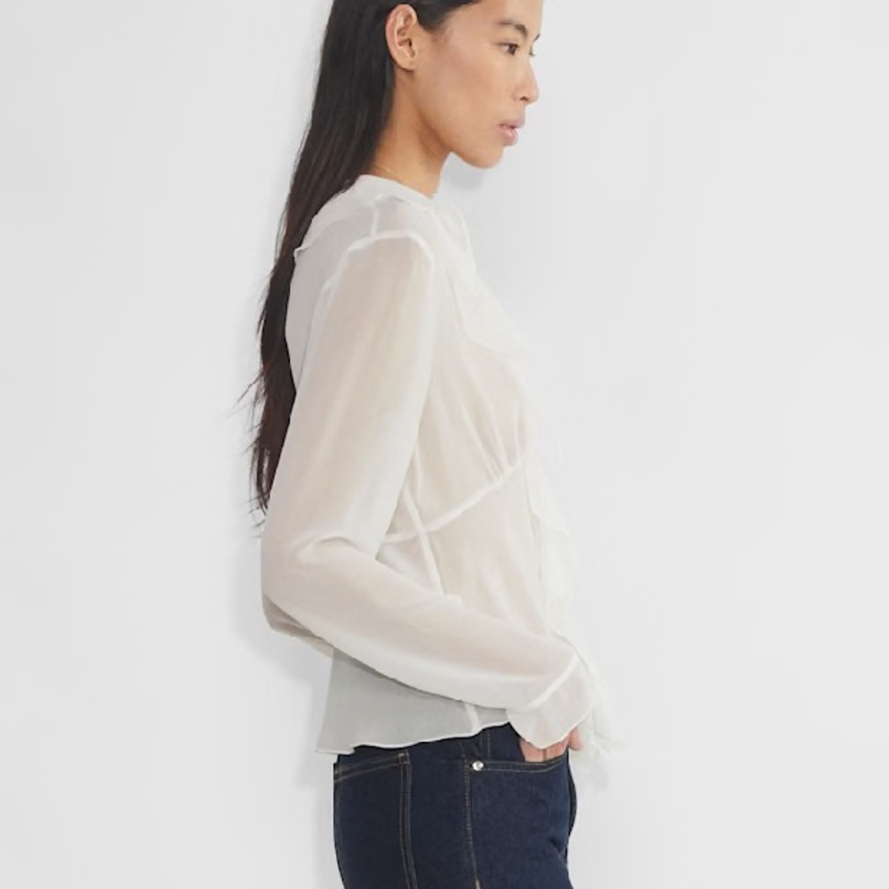 Wilfred x Aritzia  “Frenchy” White Ruffle Blouse - Picture 9 of 10